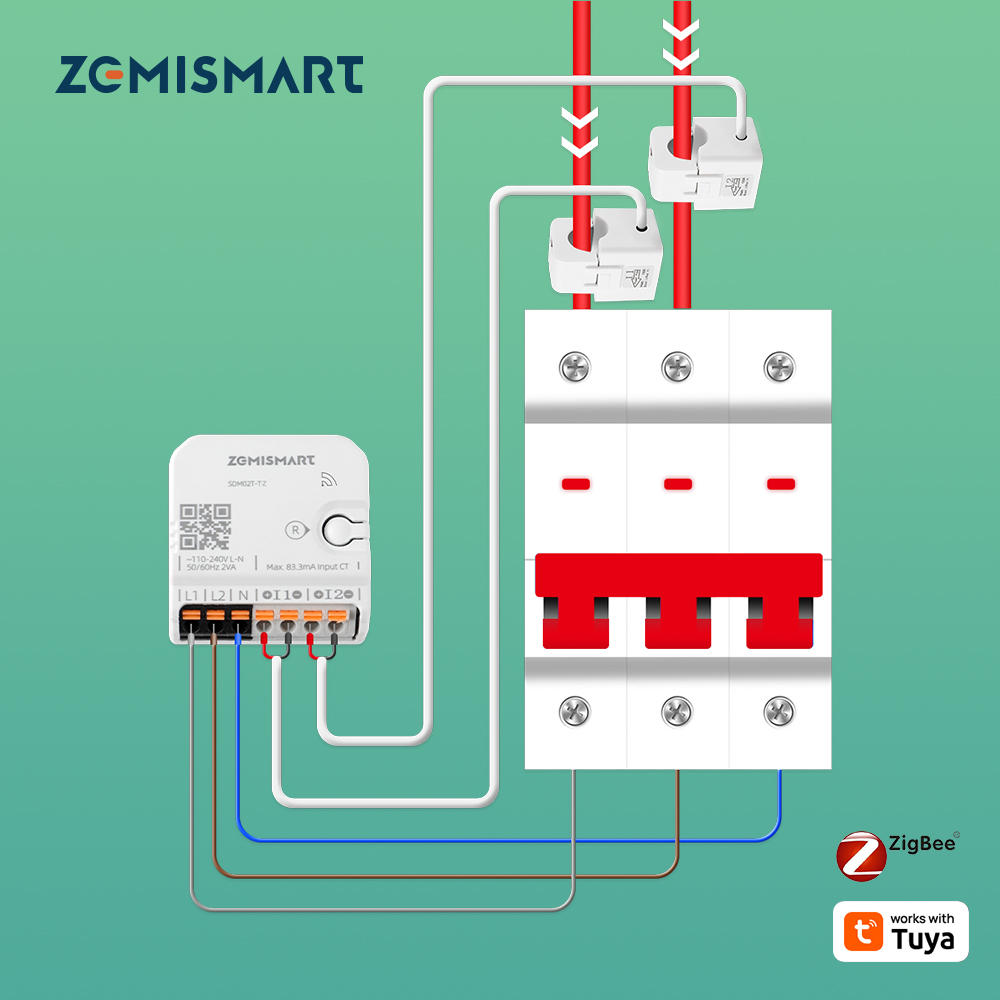 Smart Accessories - Zemismart Zigbee 120A 2 Phase Energy