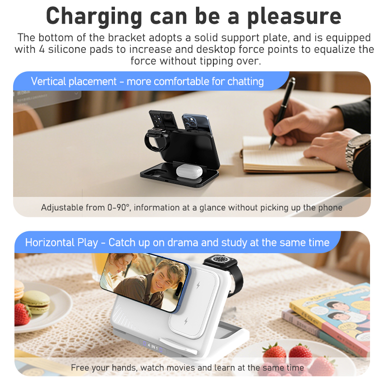 4 in 1 Dual Phone Wireless Cha - Smartwatch Ac recension och pris