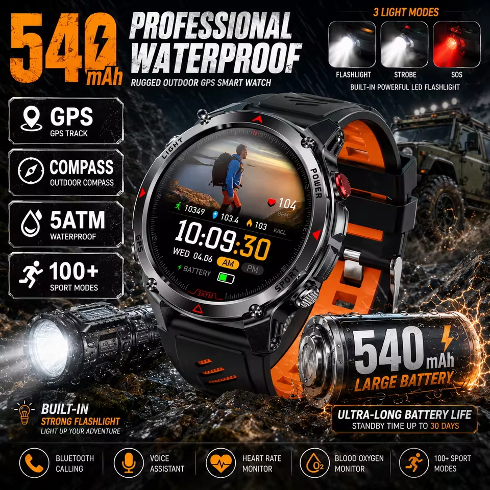 Military 540mAh GPS Smart Watc - Android Smartwatch Accessories recension och pris